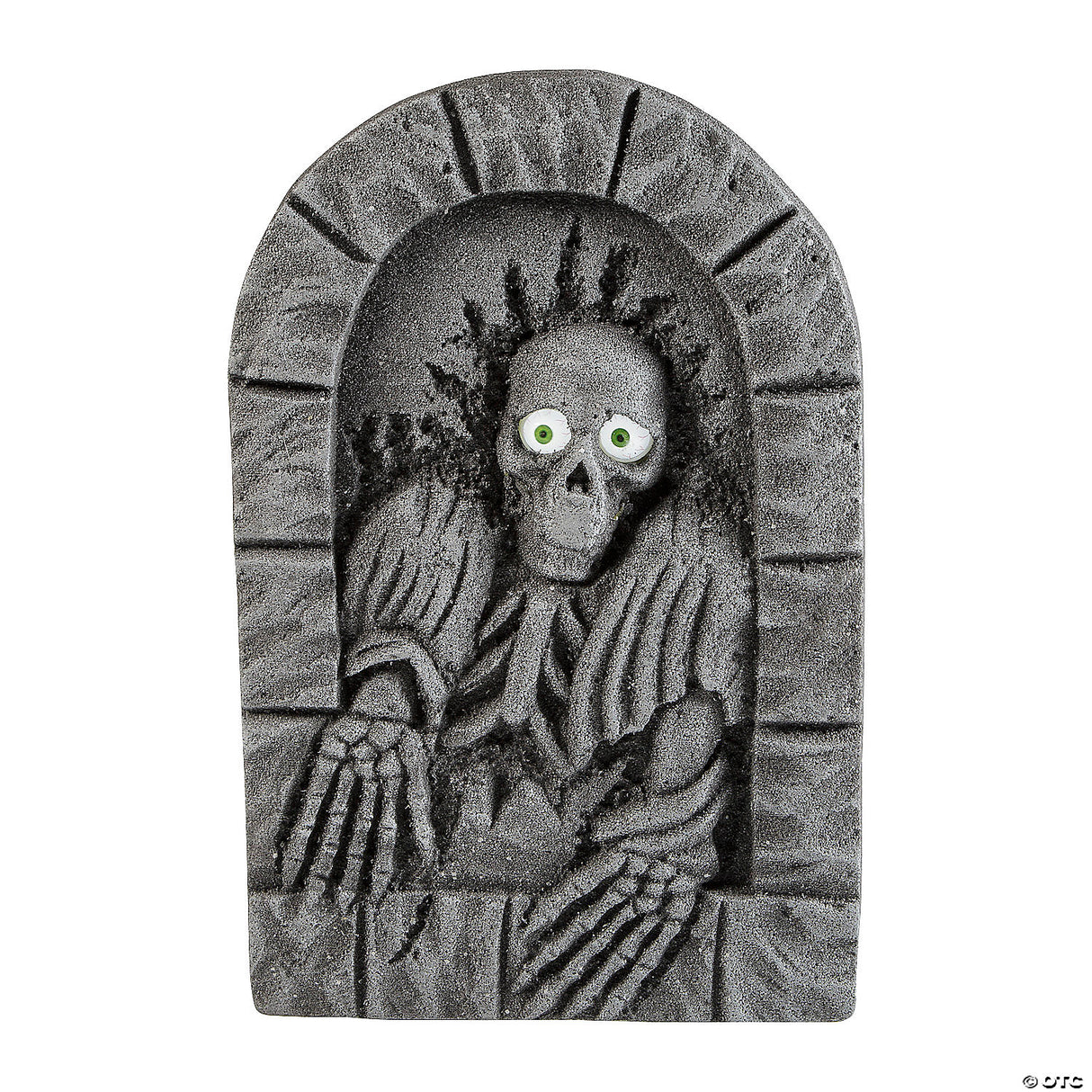 2 Ft. Gray Plastic Skeleton Tombstone With Moving Eyes Halloween Decoration