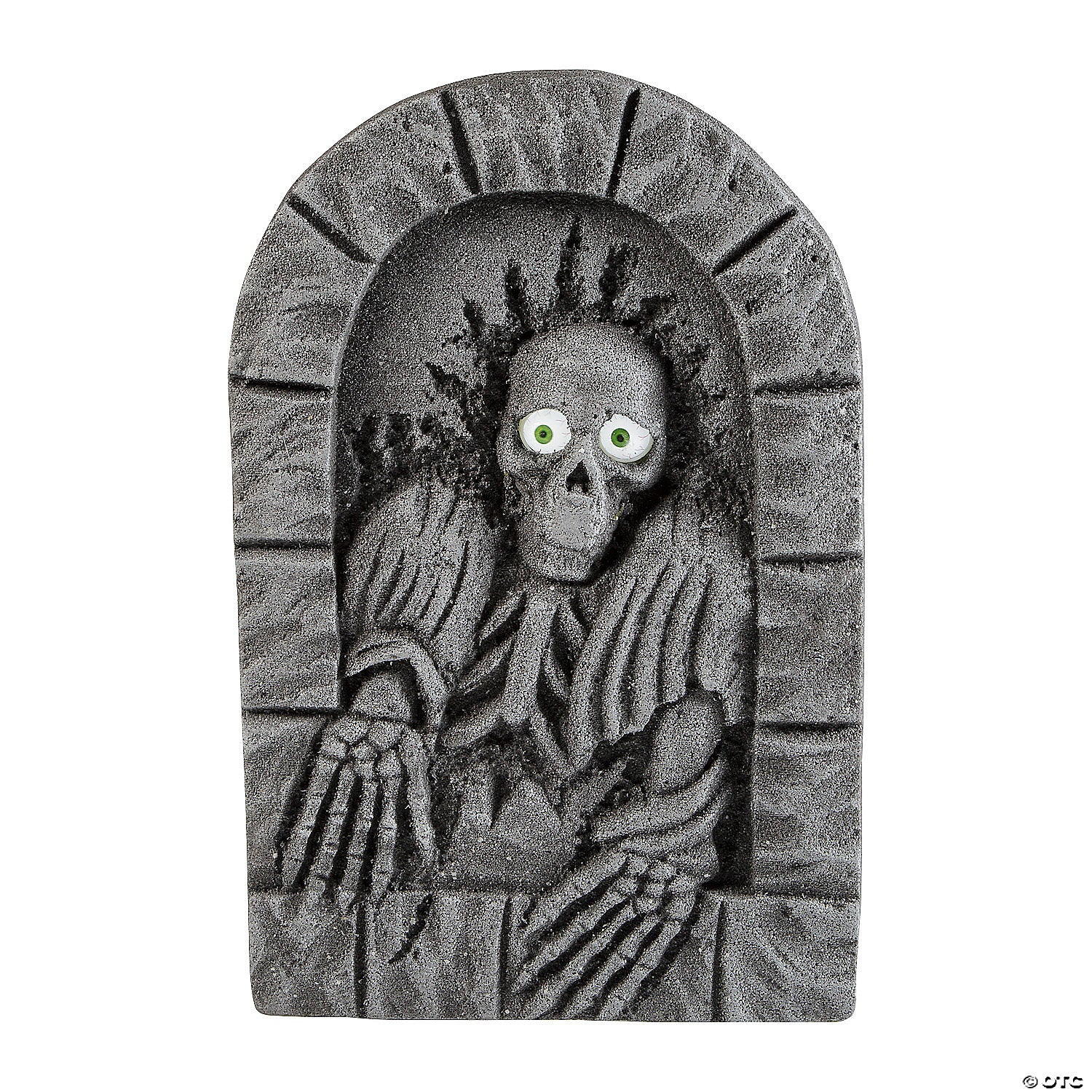 2 Ft. Gray Plastic Skeleton Tombstone With Moving Eyes Halloween Decoration