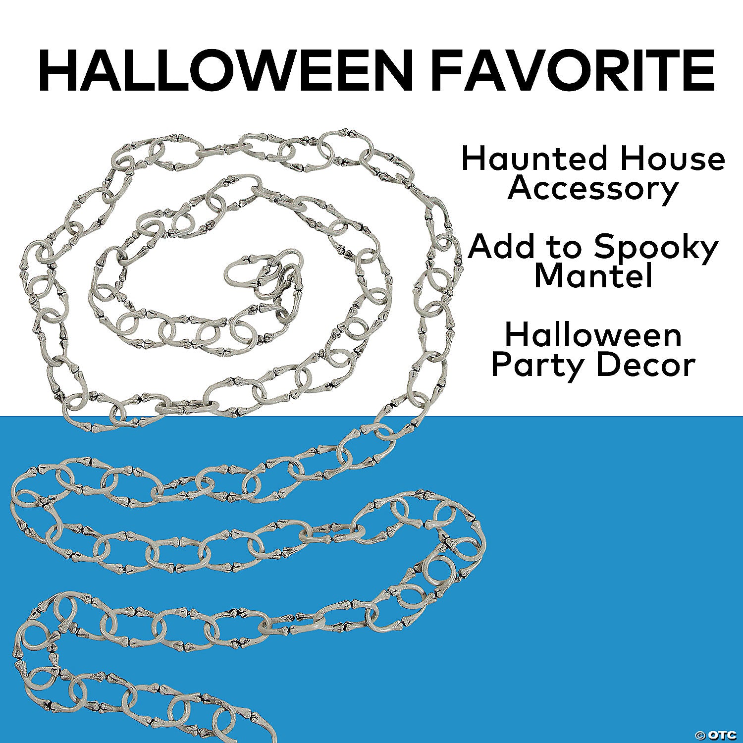 12 Ft. Grey Plastic Bone Link Chain Halloween Decoration