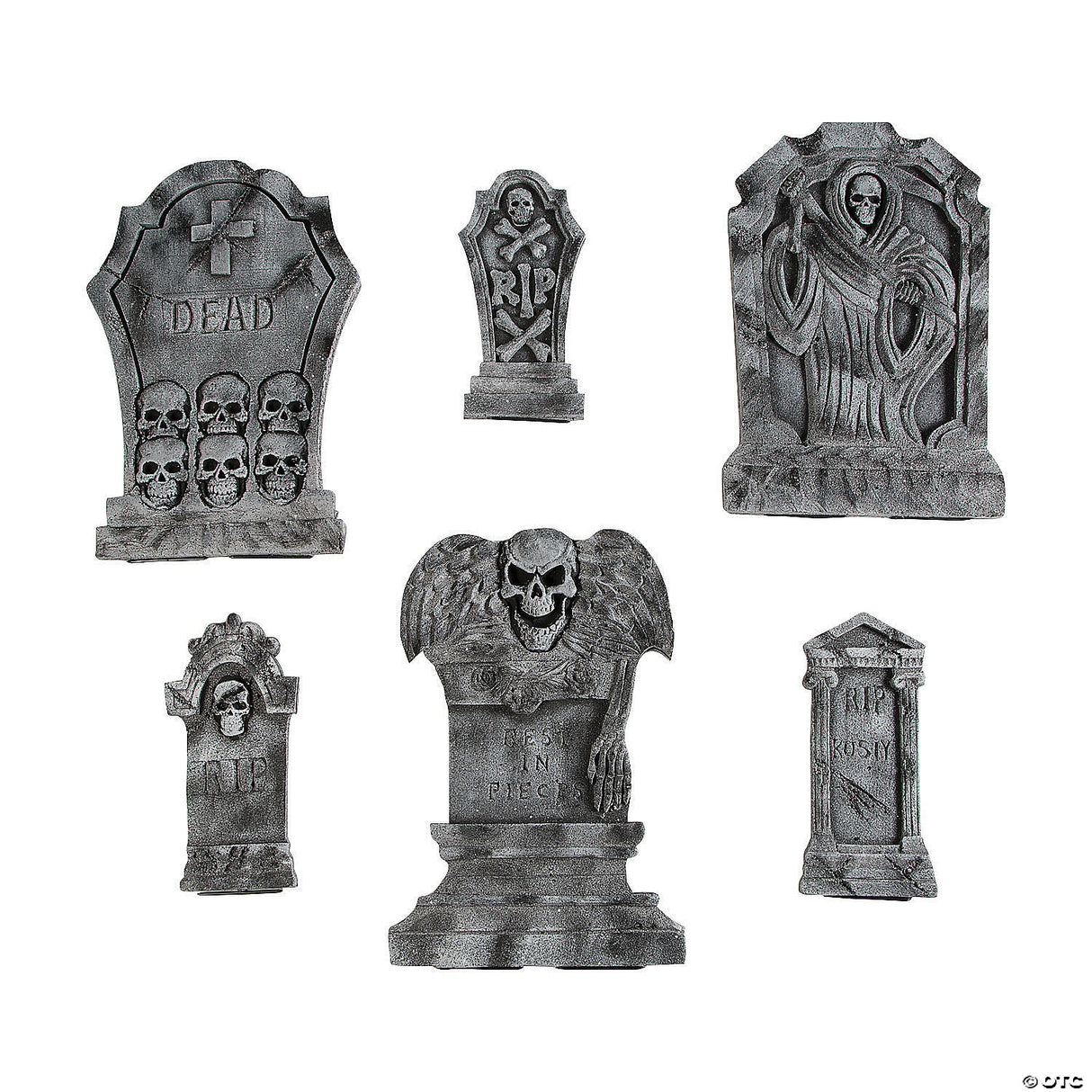 Spooky Graveyard Foam Tombstone Halloween Decorations Set – 6 Pc.