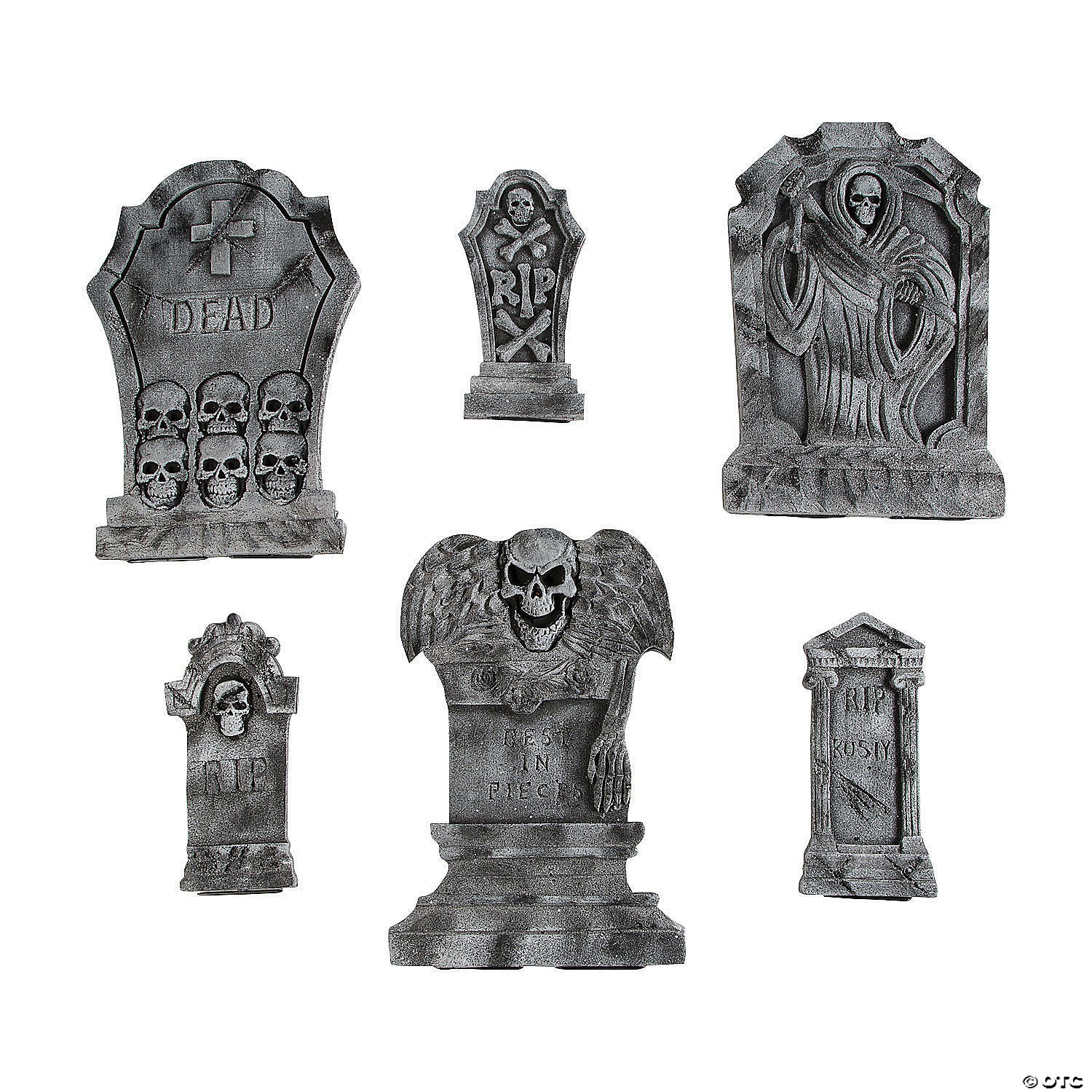 Spooky Graveyard Foam Tombstone Halloween Decorations Set – 6 Pc.