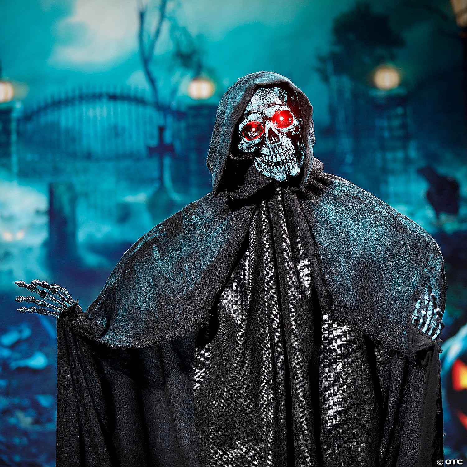 5 1/2 Ft. Animated Standing Skeleton Of Death Plastic Statue