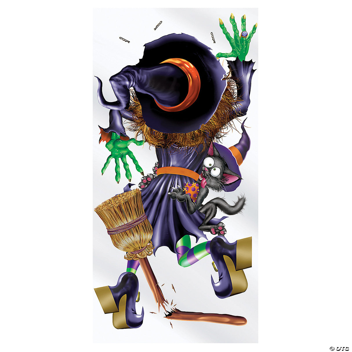 Crashing Witch Door Cover – Funny Halloween Party Haunted House Door Décor
