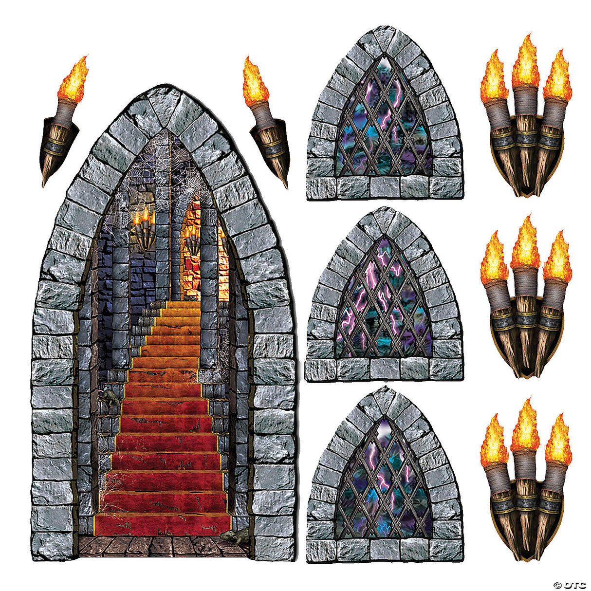 Castle Stairway Plastic Wall Accents – Haunted House Halloween Party Props