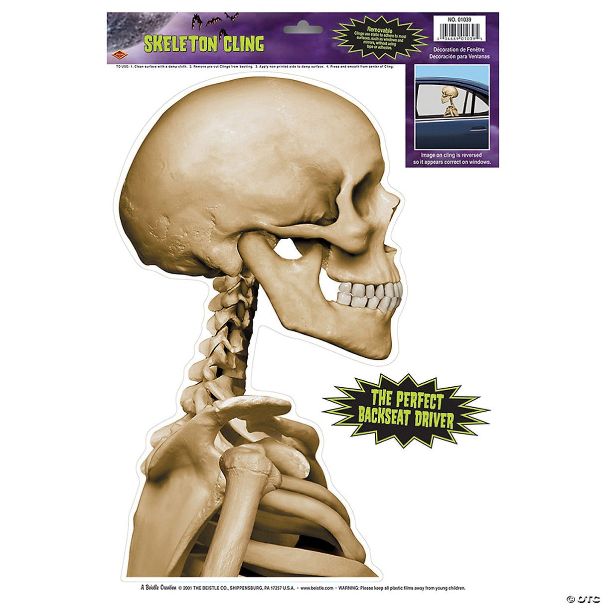 Skeleton Car Cling – Halloween Window Car Decoration Haunted House Party Prop