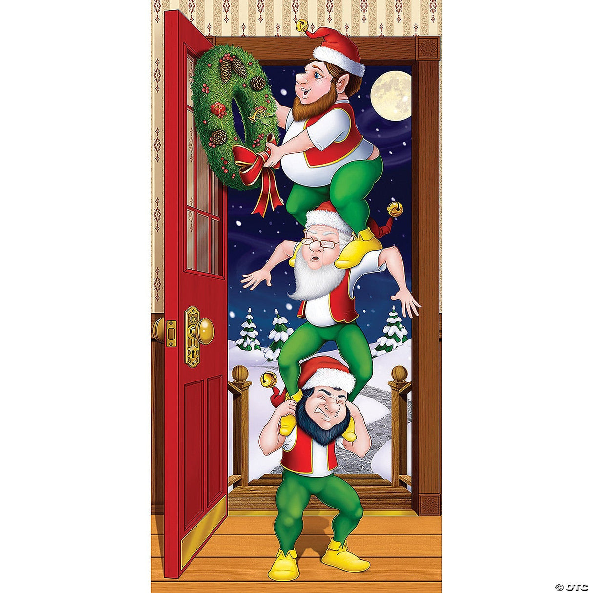 Christmas Elves Door Cover – Holiday Party Prop Door Decoration Scene Setter