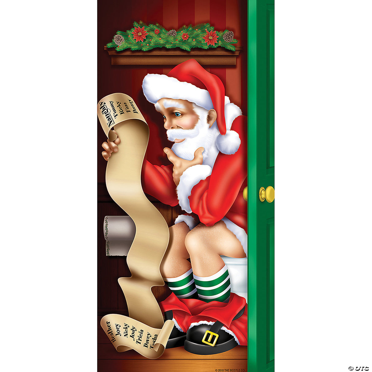 Santa Restroom Door Cover – Funny Christmas Holiday Party Decoration Prop