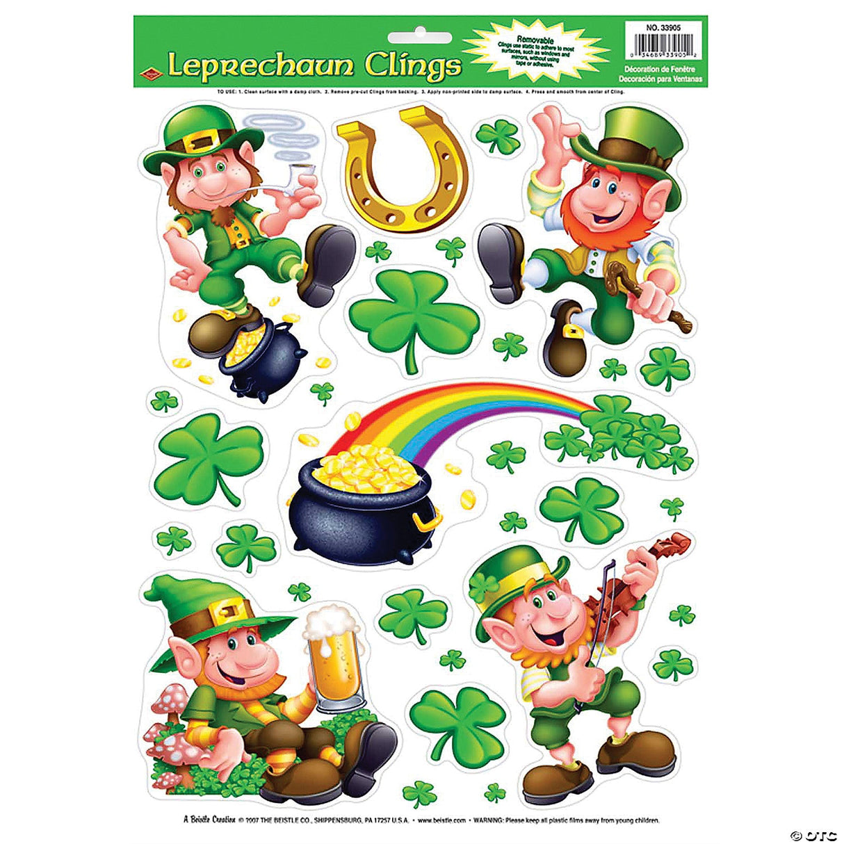 Leprechaun Shamrock Window Clings – St. Patrick’s Day Party Decoration