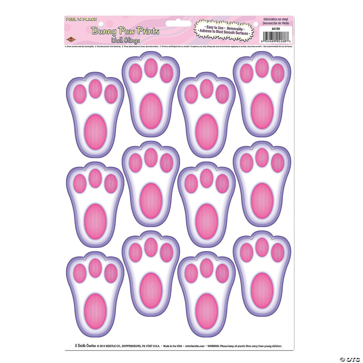 Easter Bunny Paw Prints Window Clings – Easter Party Decoration Prop