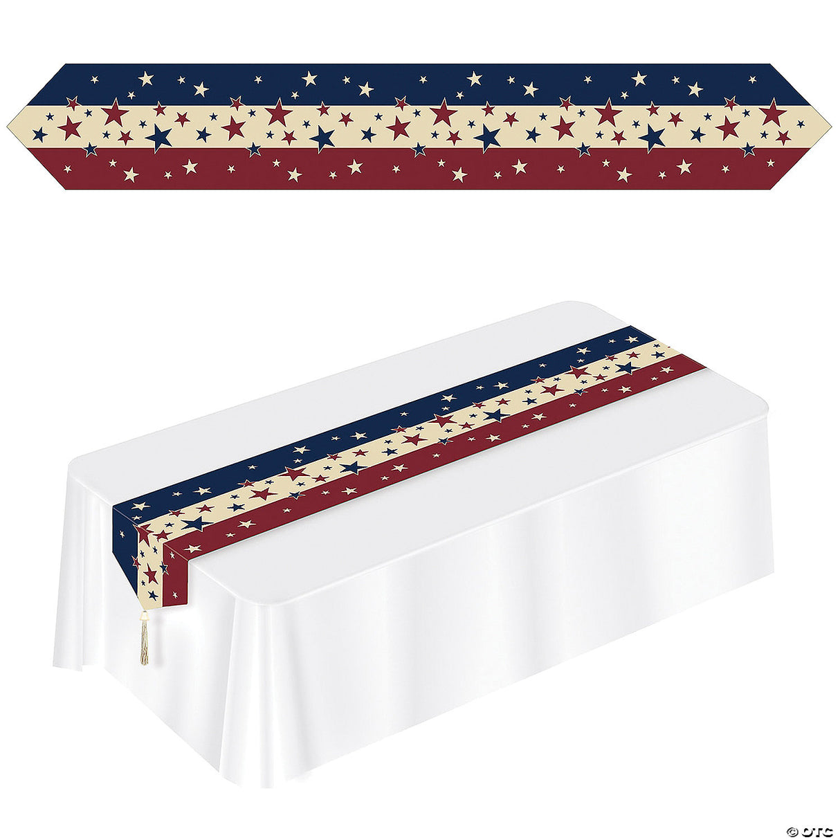 Printed Americana Table Runner – Patriotic Party Decoration Prop Holiday Table D