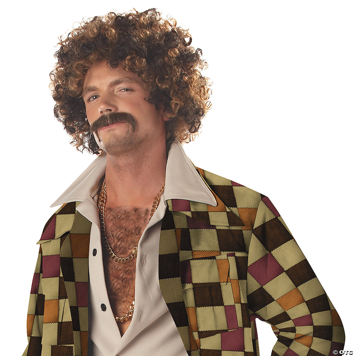Disco Dirt Bag Wig & Mustache