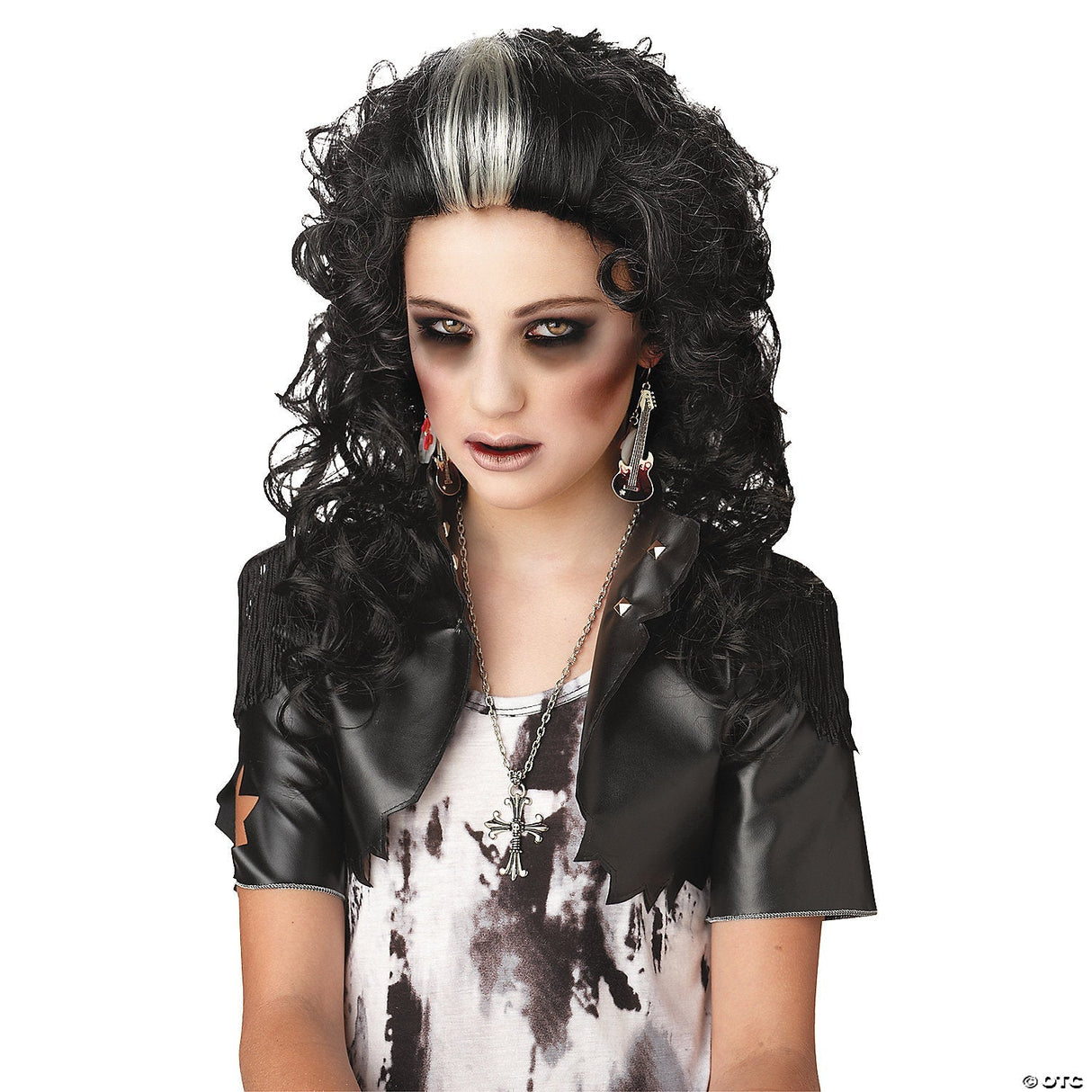 Adults Black & White Rocked Out Zombie Wig