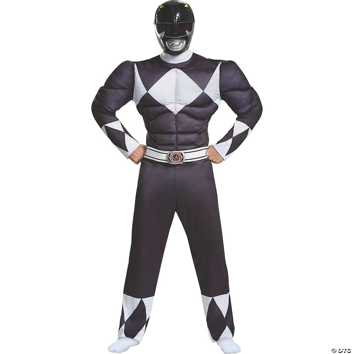 Men's Classic Muscle Mighty Morphin Power Rangers Black Ranger Costume -