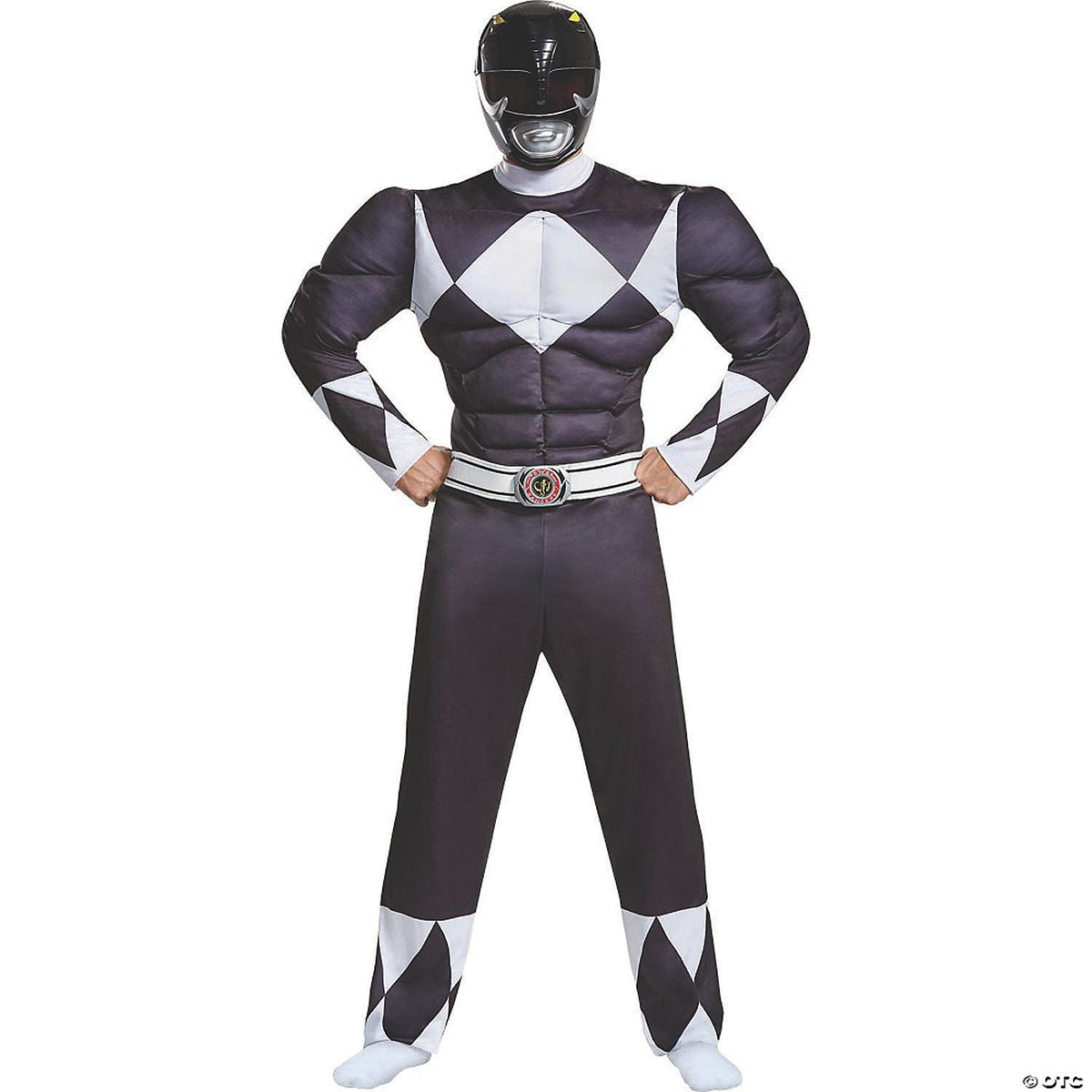 Men's Classic Muscle Mighty Morphin Power Rangers Black Ranger Costume -