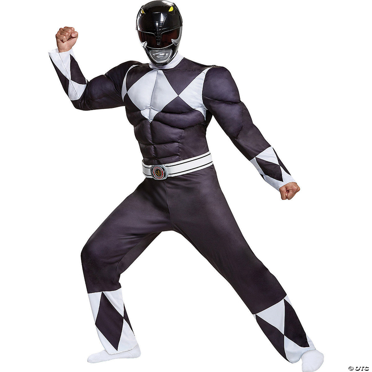 Men's Classic Muscle Mighty Morphin Power Rangers Black Ranger Costume -