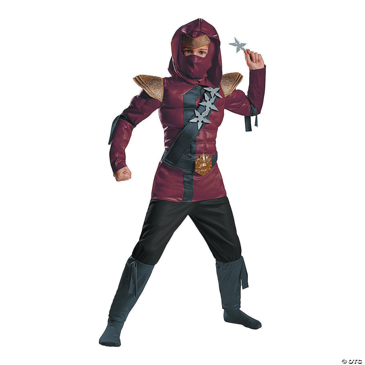 Kids Muscle Red Fire Ninja Costume - Small Kids Halloween Costume Dress Up Party