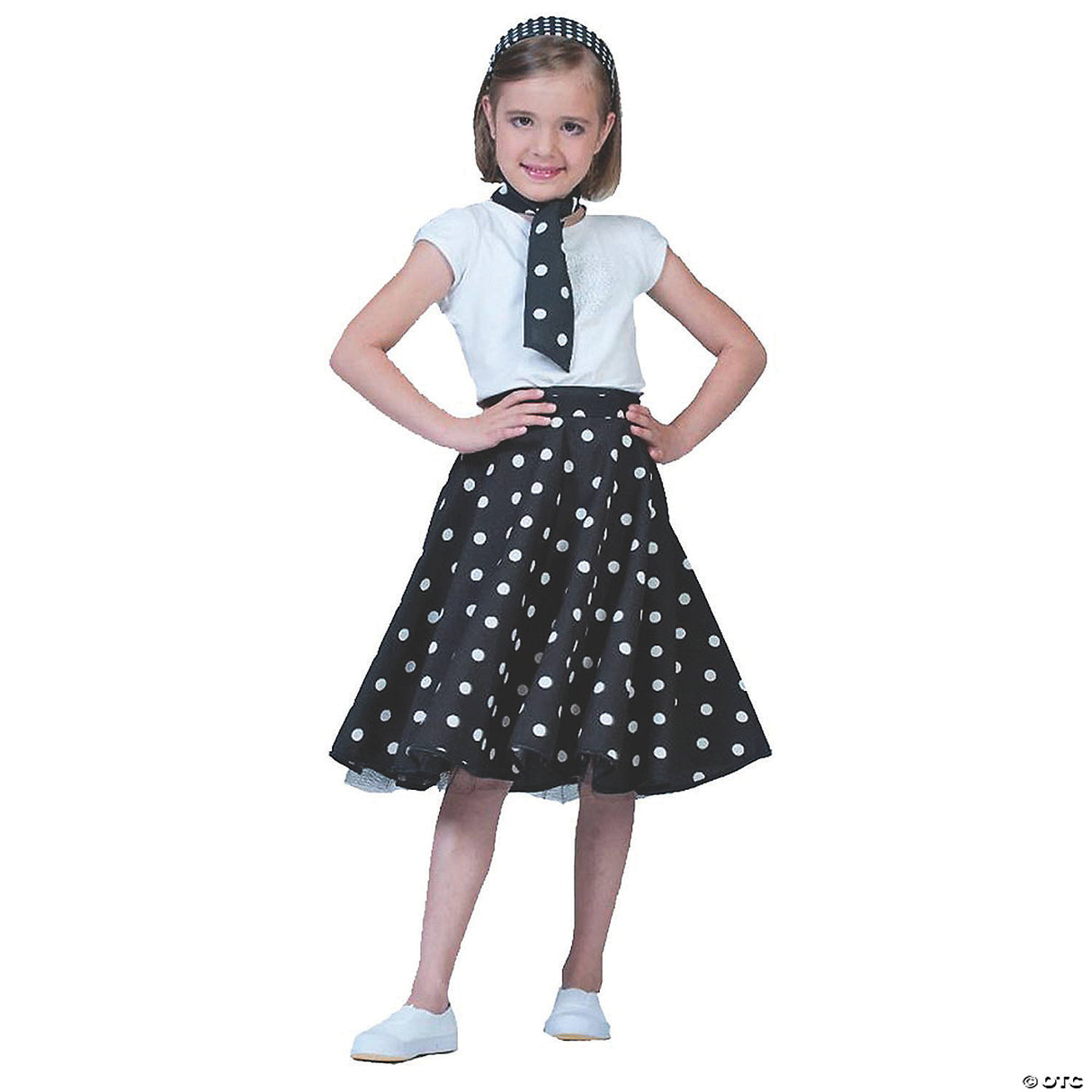 Girl's Black & White Sock Hop Costume – Retro 50s Kids Halloween Outfit