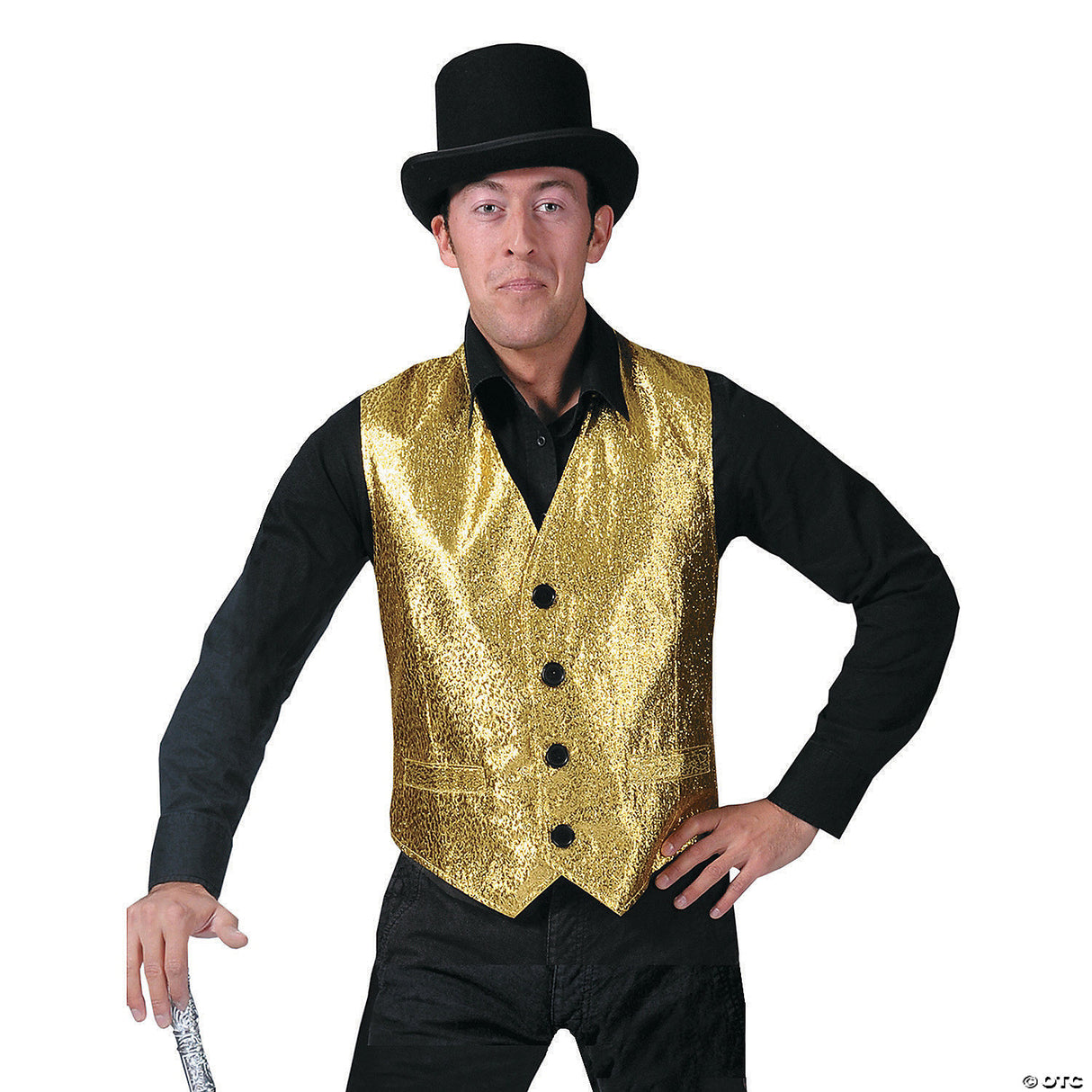 Gold Vest Adult Large 46-48 – Disco 70s Halloween Costume Retro Dance Outfit
