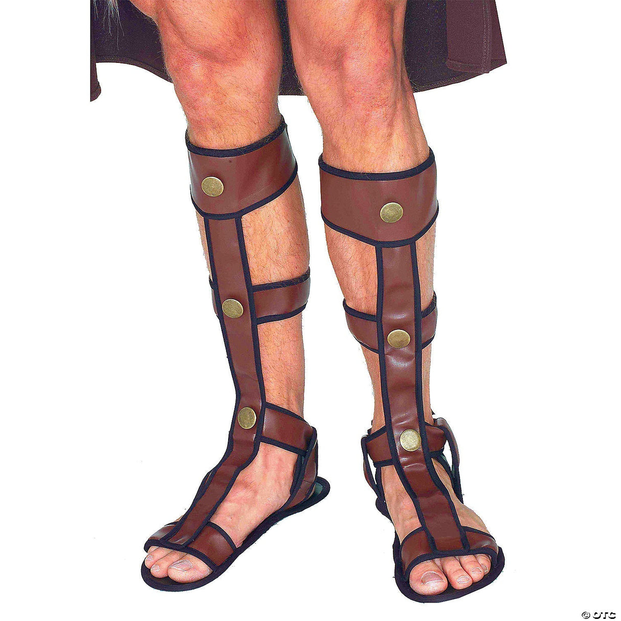 Adults Brown Gladiator Sandals – Roman Warrior Halloween Costume Accessory Shoes