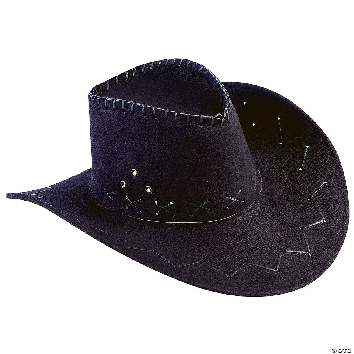 Adults Black Cowboy Hat With Stitching – Western Rodeo Costume Accessory Outfit