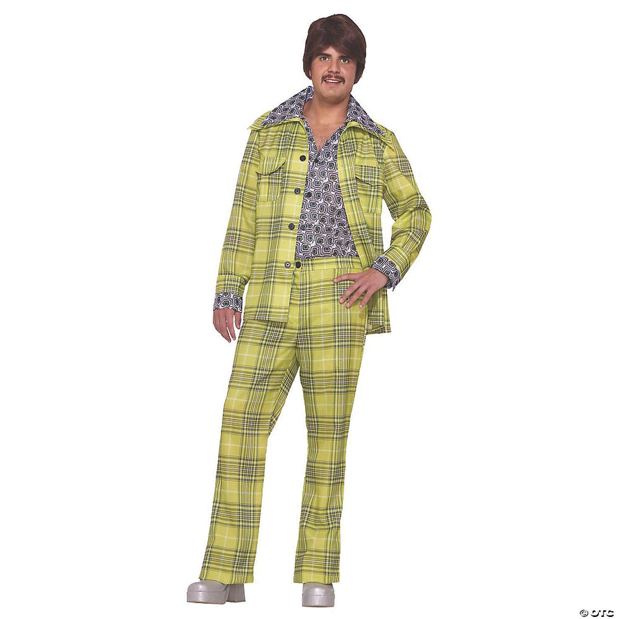 Men's Plaid Leisure Suit 70s Costume - Standard - Adult Halloween Costume Access