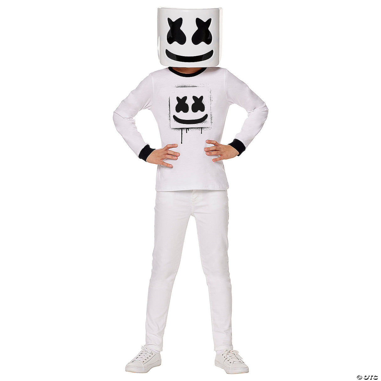 Kids Black & White Marshmello Halloween Costume - Extra Large 14-16