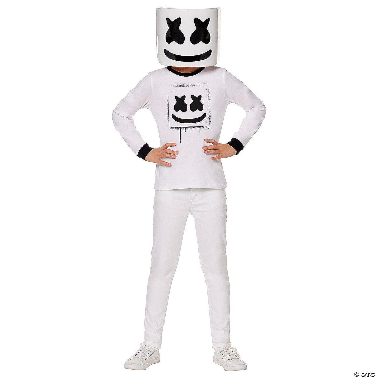 Kids Black & White Marshmello Halloween Costume - Extra Large 14-16