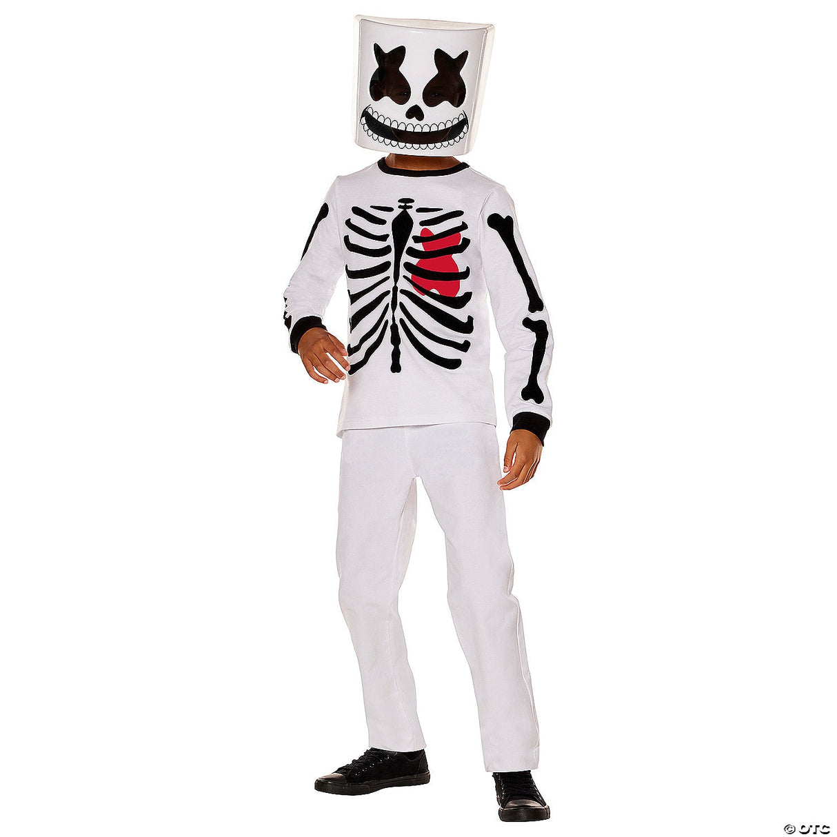 Kids Marshmello Black & White Mello Skeleton Costume - Large 10-12