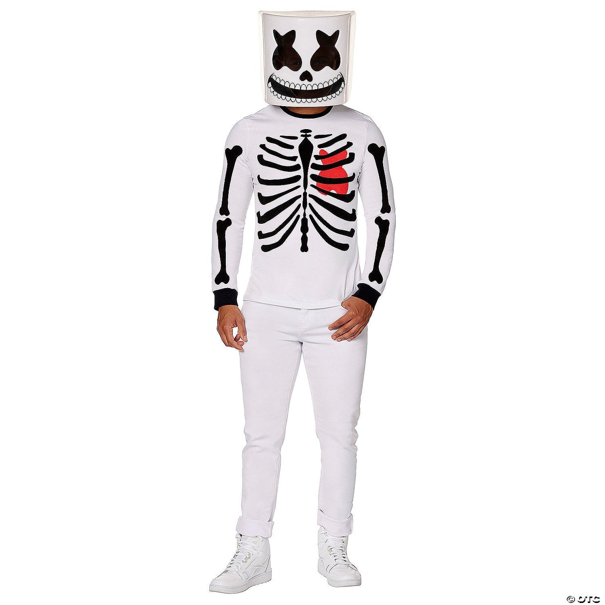 Adults Marshmello Black & White Mello Skeleton Costume - Extra Large 46-48