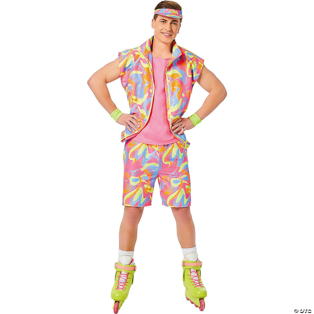 Adults Barbie® Movie Pink & Yellow Skating Ken® Costume - Medium 38-40