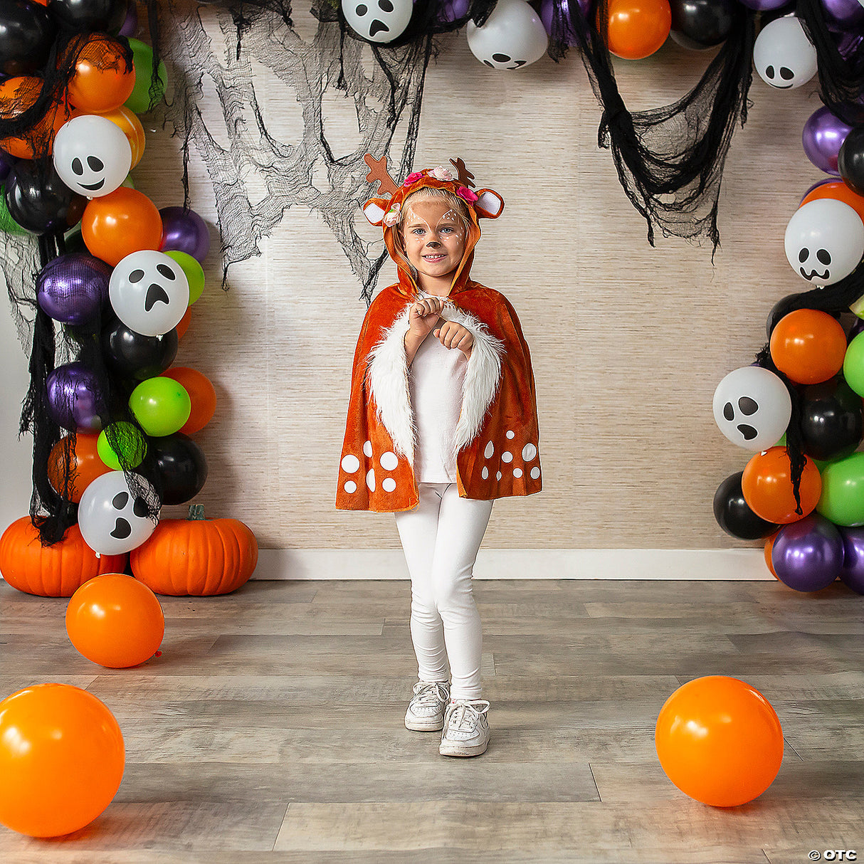 HOODED DEER CAPE-4-6X - Girls Halloween Costume Cosplay Party Dress Up