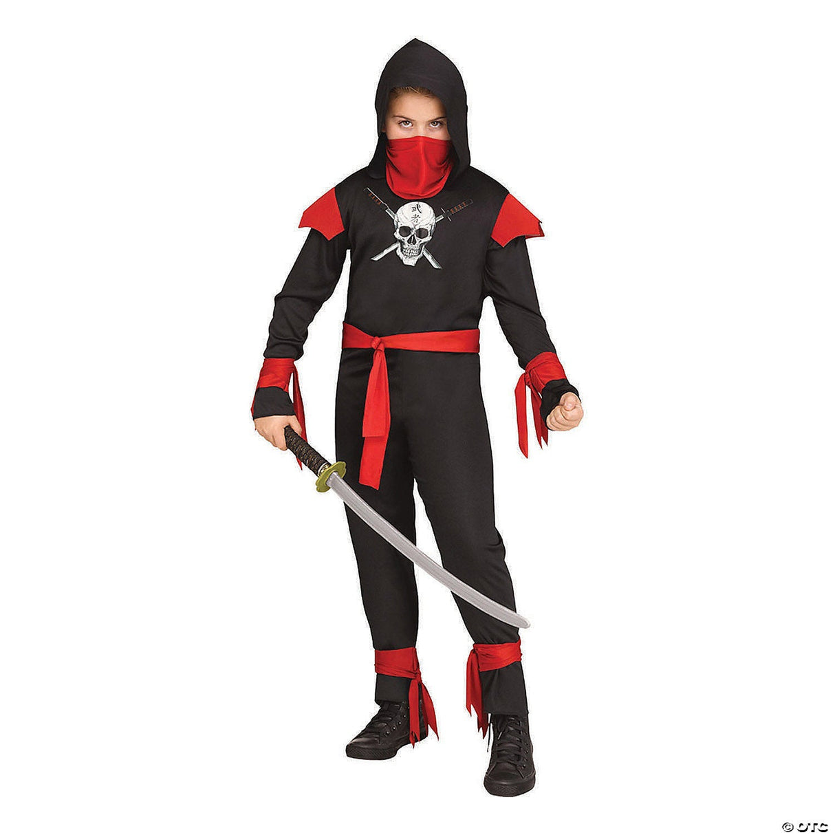 BLACK SKULL NINJA CH CSTM MDIUM - Scary Halloween Costume Dress Up Party Outfit