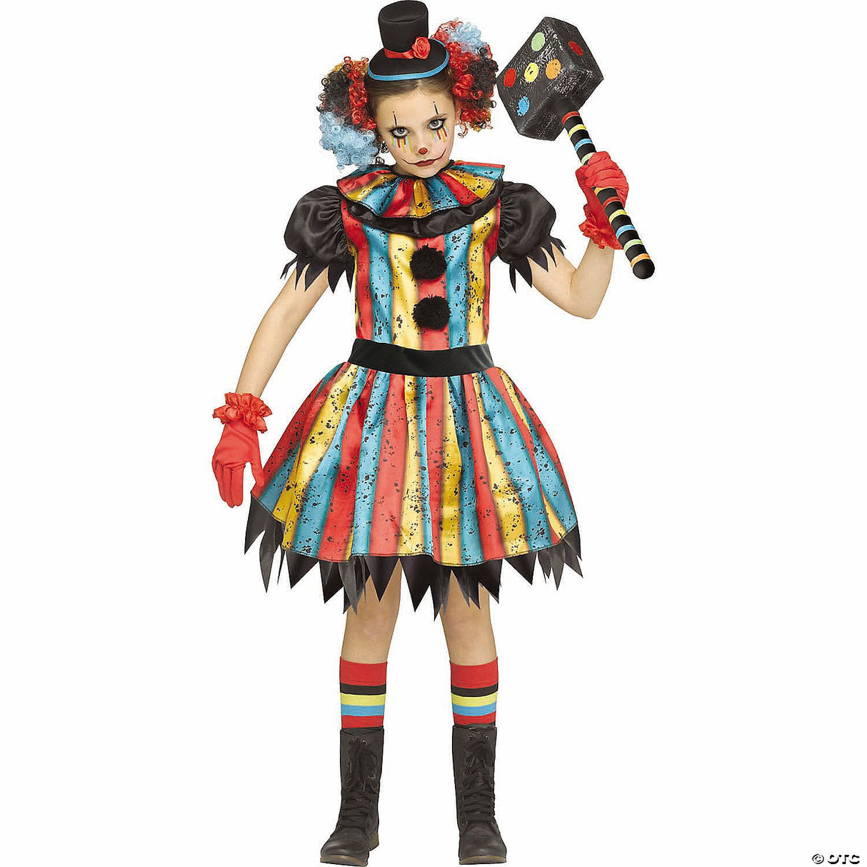 Chld Carny Clown Lg 12-14 - Halloween Costume Cosplay & Party Outfit For Kids