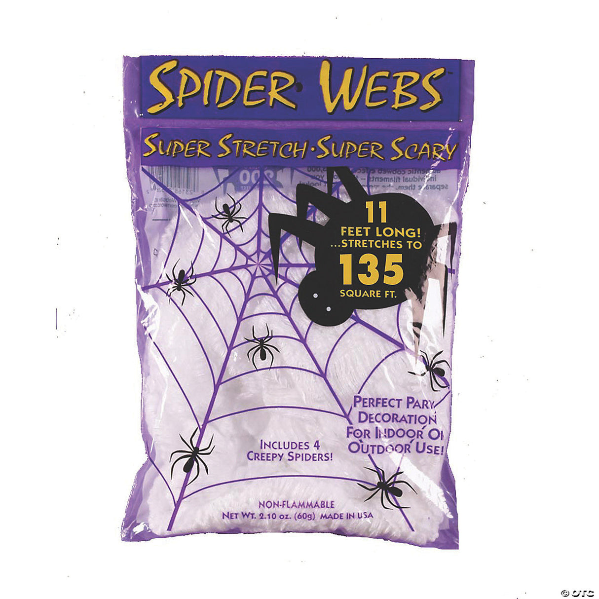 11' Stretchy White Spider Web - Halloween Decoration Party Prop