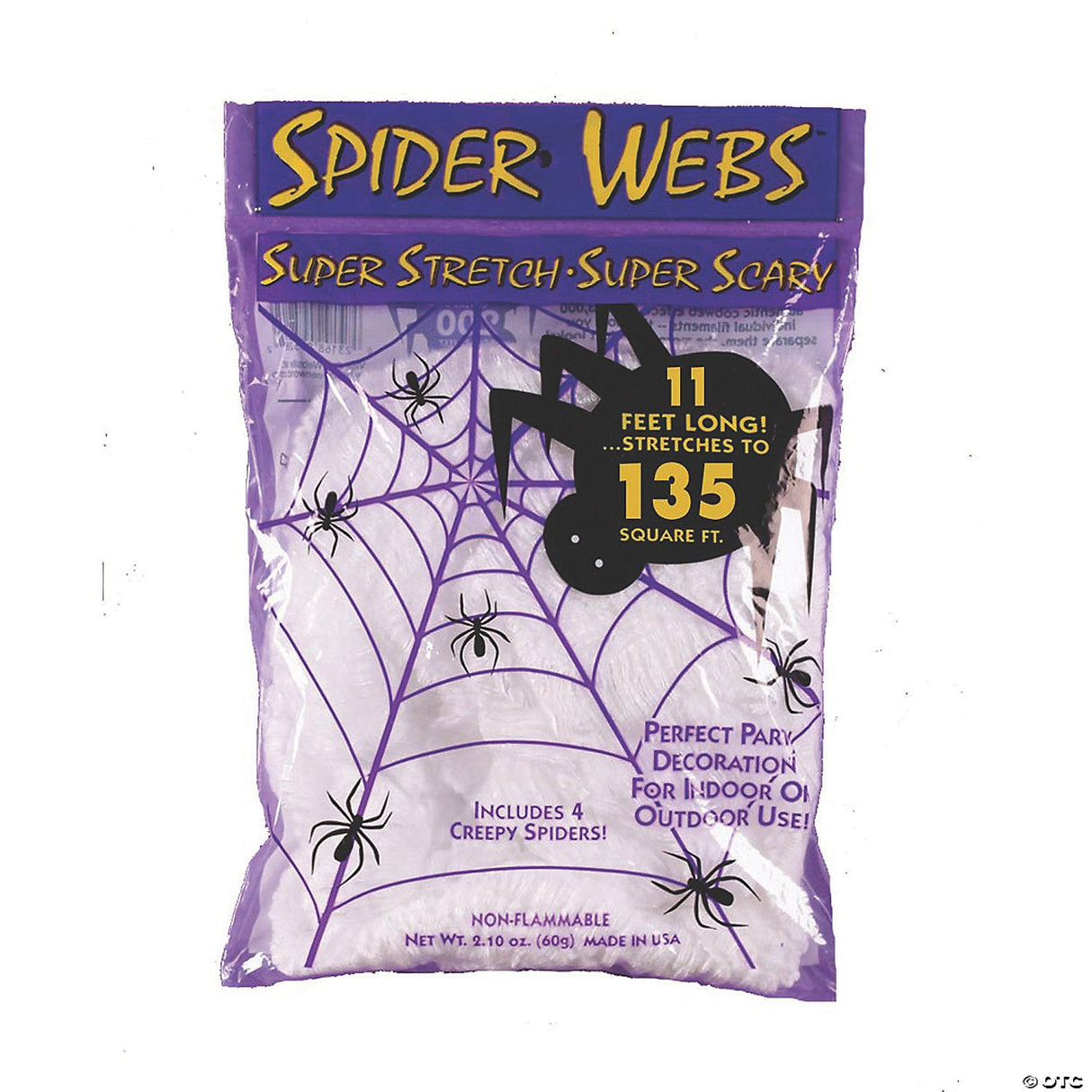 11' Stretchy White Spider Web - Halloween Decoration Party Prop