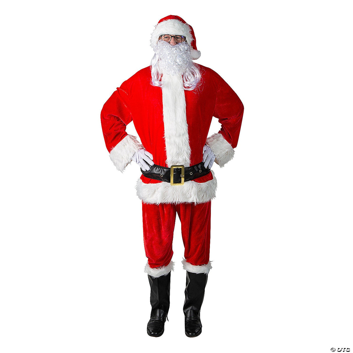 Men's Complete Velour Santa Suit Costume - Adult Halloween Accessory Party - Adu