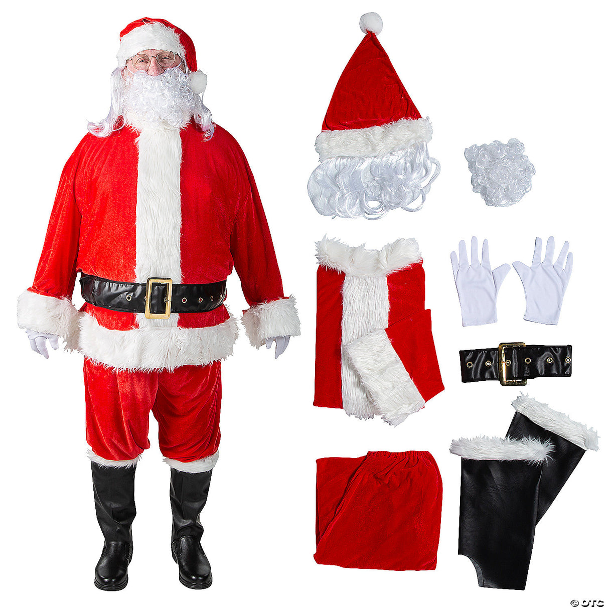 Men's Plus Size Complete Velour Santa Suit Costume - Adult Halloween Costume  -