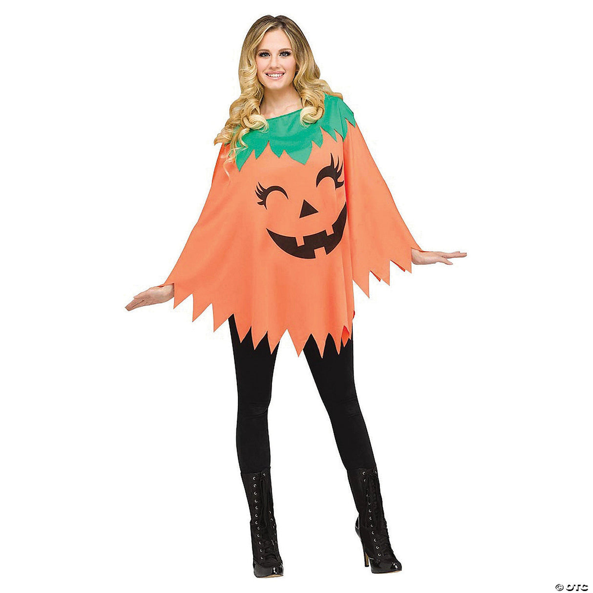 Pumpkin Poncho Halloween Costume – Kids Scarecrow Dress-Up Cape Cloak