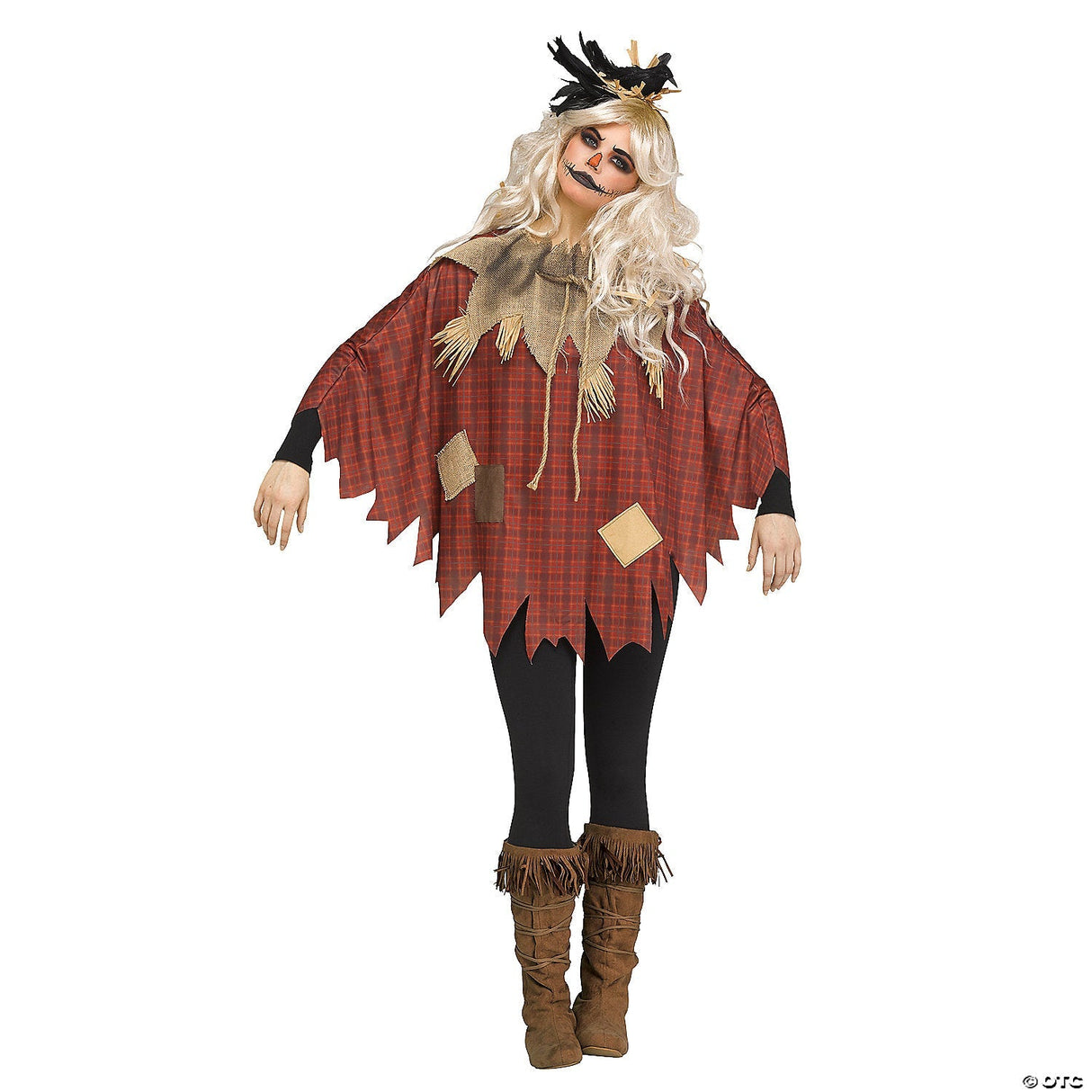 Adults Scary Crow Poncho – Creepy Halloween Cosplay Party Outfit for Adults