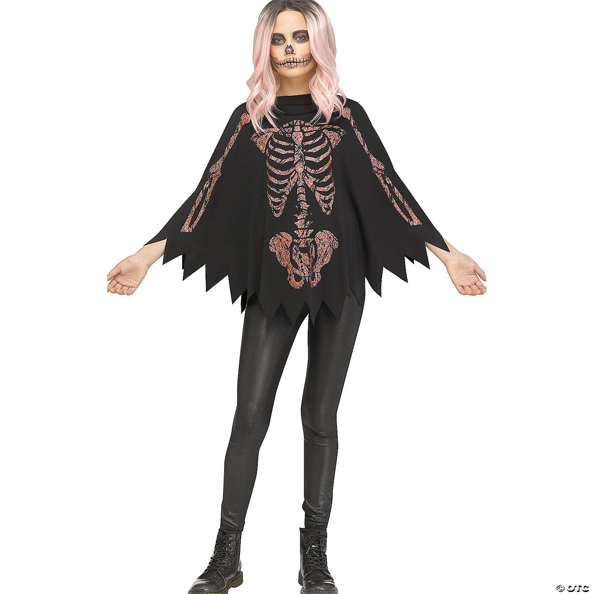 Poncho Shimmer Skeleton Child - Kids Halloween Costume Cosplay & Party Outfit