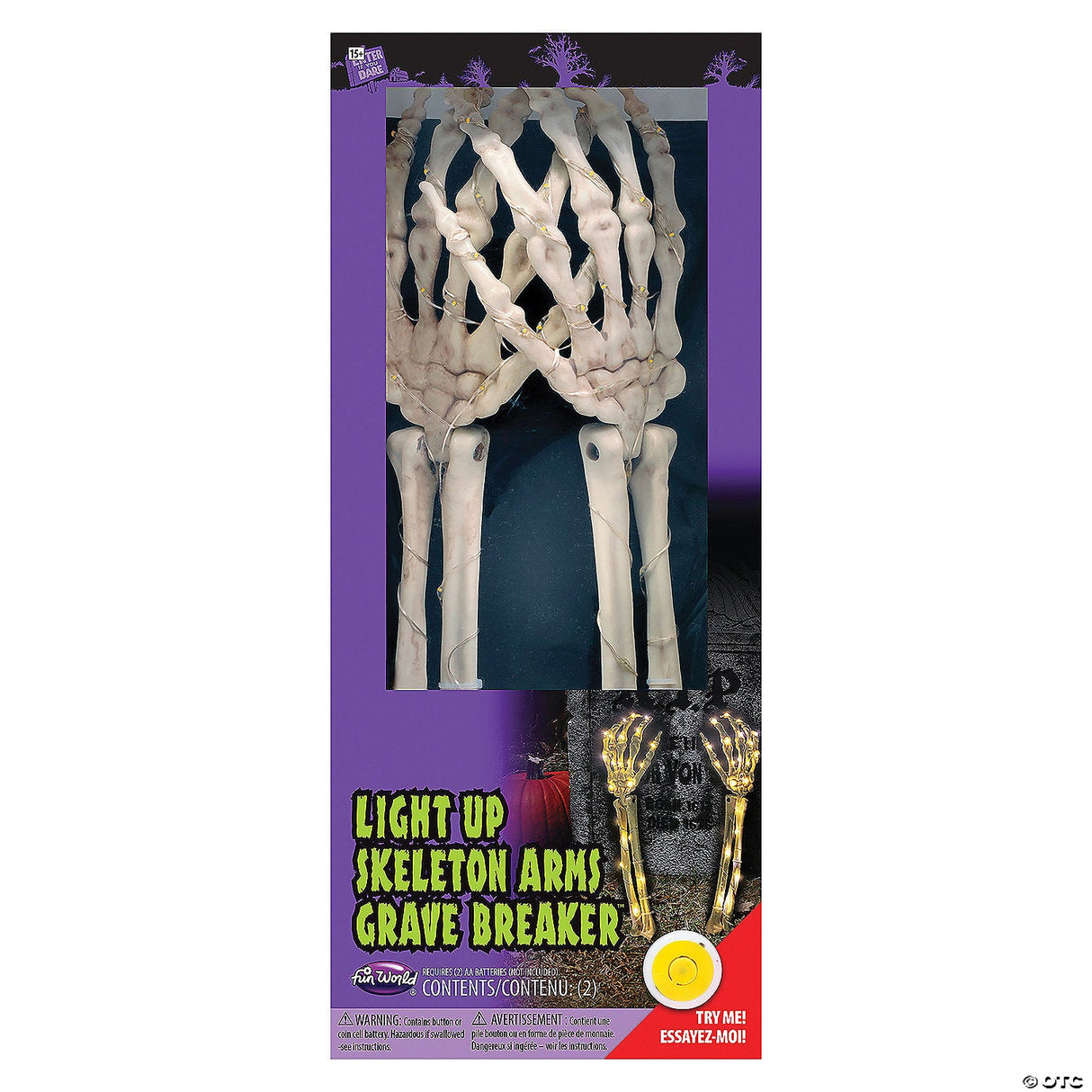 15" Skeleton Arms Light-Up Yard Stakes – Halloween Outdoor Decoration