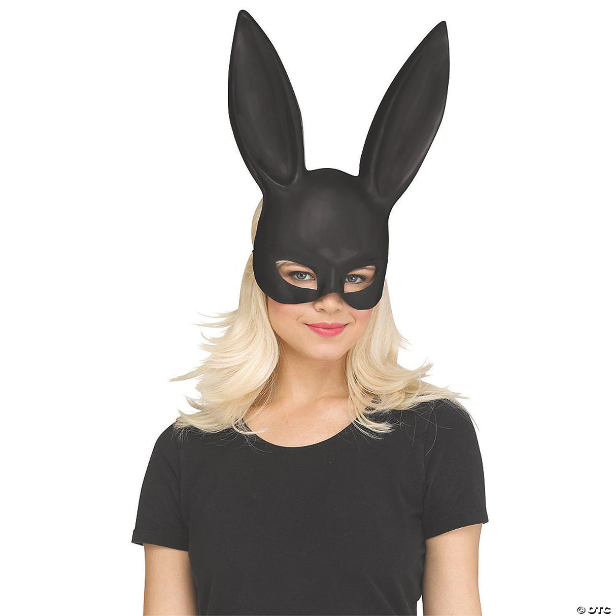Adult Matte Black Bunny Mask - Creepy Bunny Halloween Costume Accessory Prop