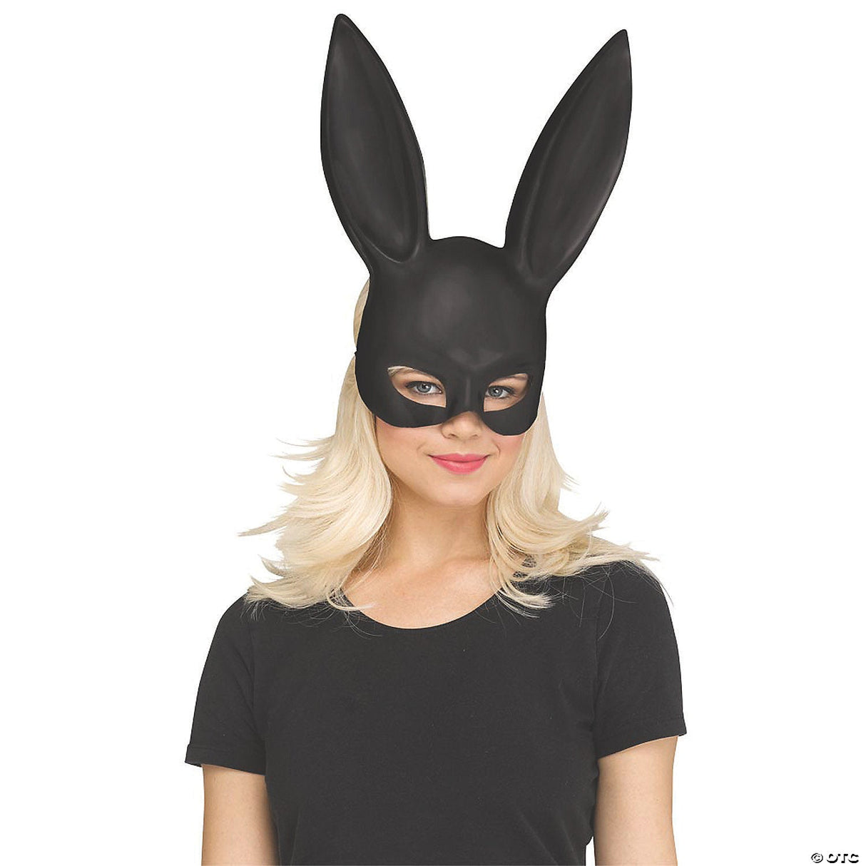 Adult Matte Black Bunny Mask - Creepy Bunny Halloween Costume Accessory Prop