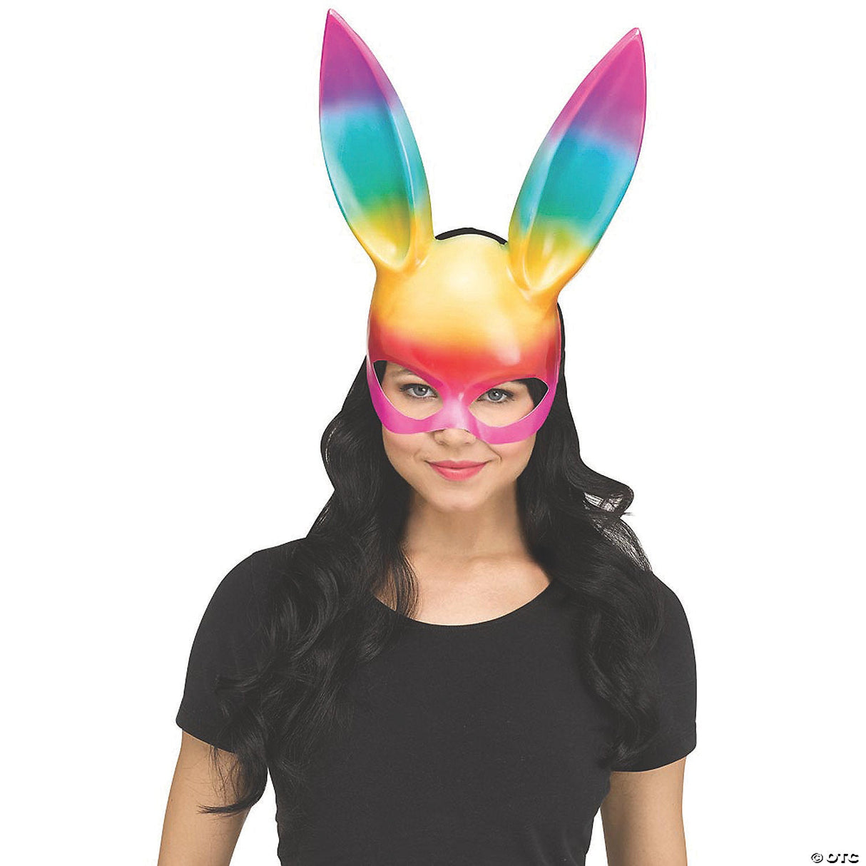 Adults Rainbow Bunny Mask - Funny Animal Halloween Costume Accessory Prop
