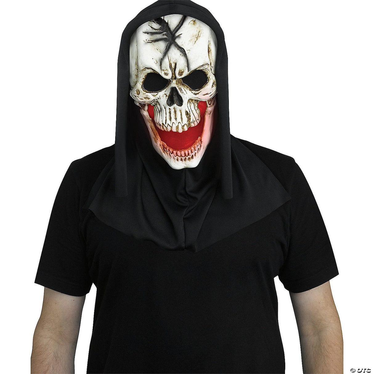 Adults Skull Mask With Red Fade Mouth - Creepy Horror Halloween Costume Prop