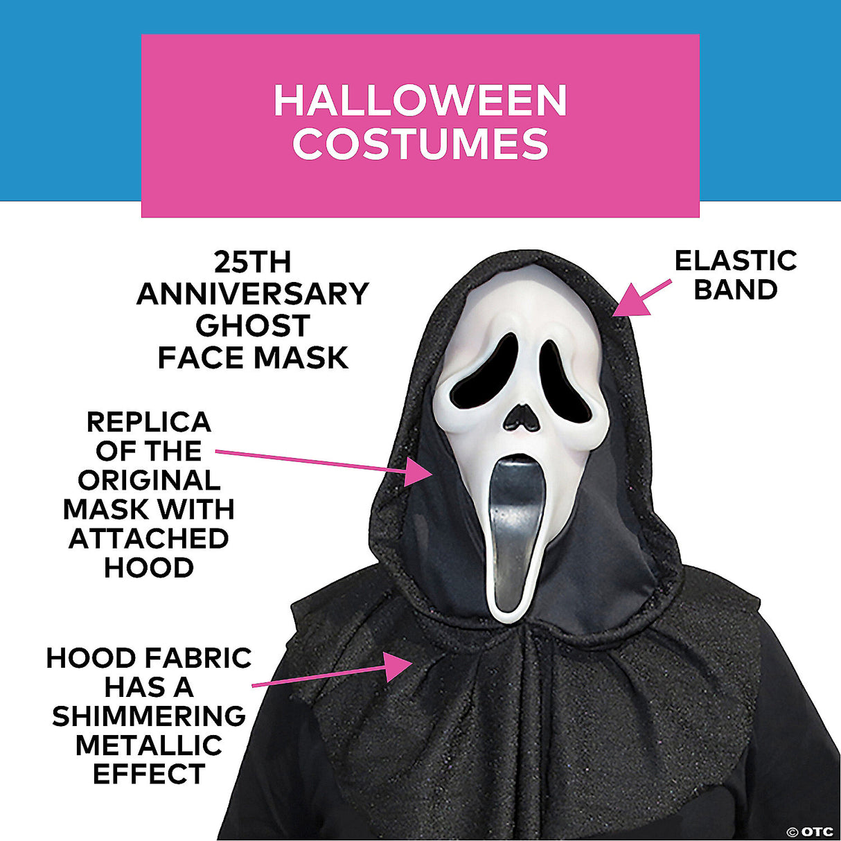 Adults Scream™ 25th Anniversary Ghost Face Mask - Halloween Mask Horror Costume