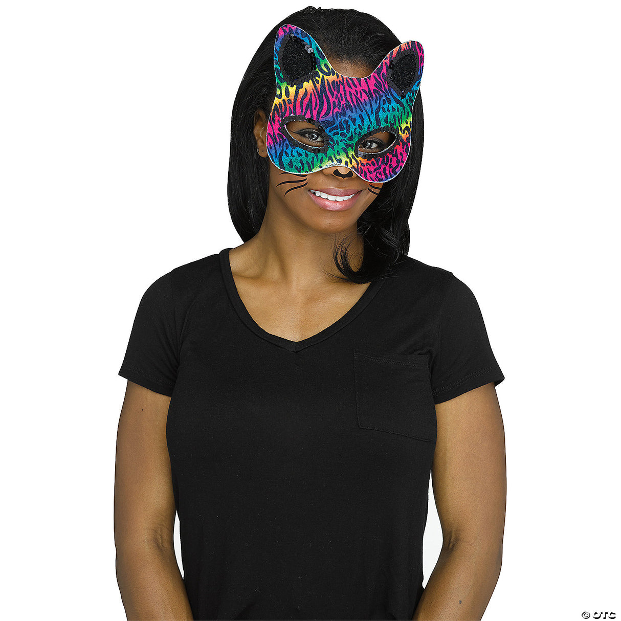 Adults Cat Masks With Tattoos Rainbow - Funny Cat Halloween Costume Accessory Pr