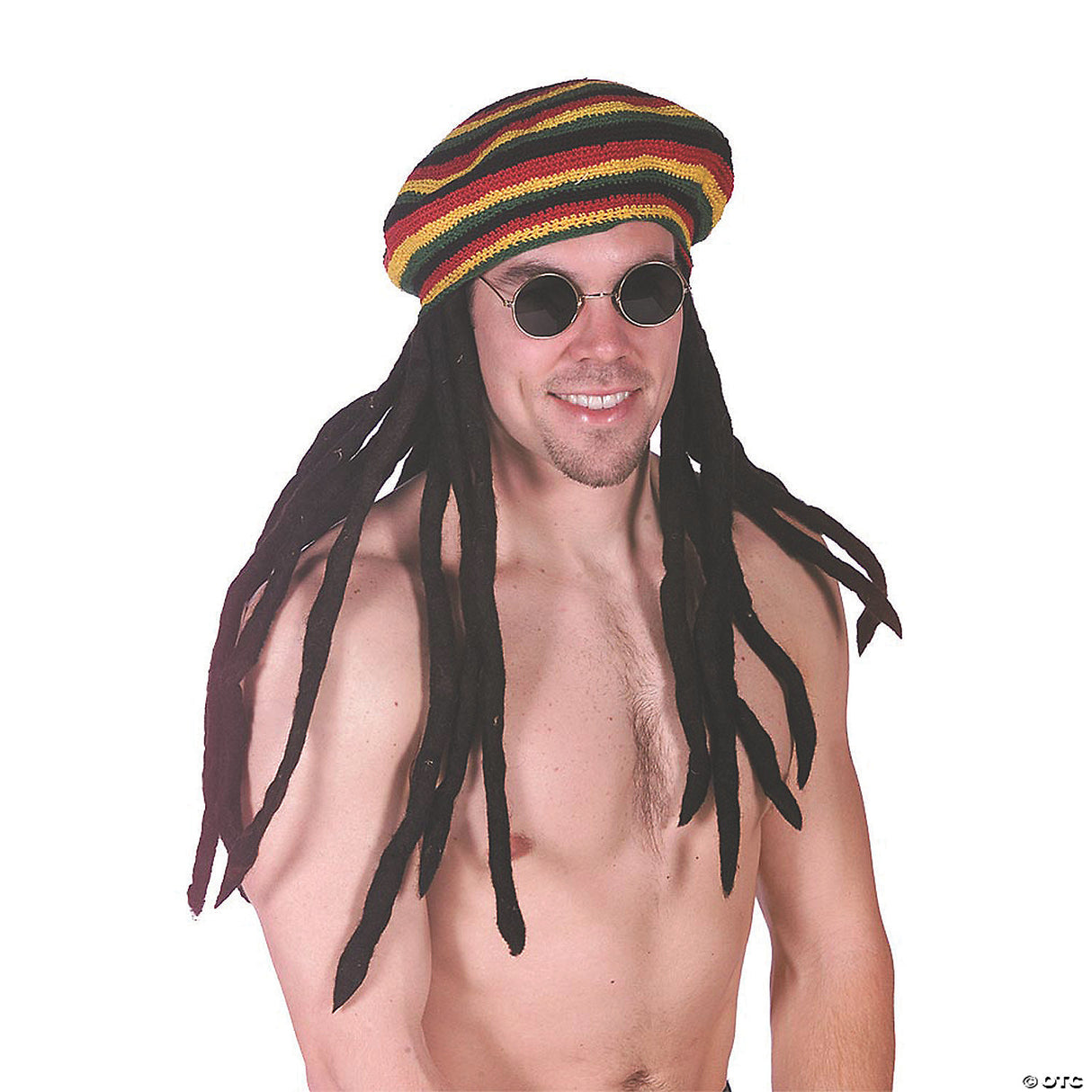 Adults Black Dreadlocks Wig with Rasta Tam – Funny Reggae Costume Accessory