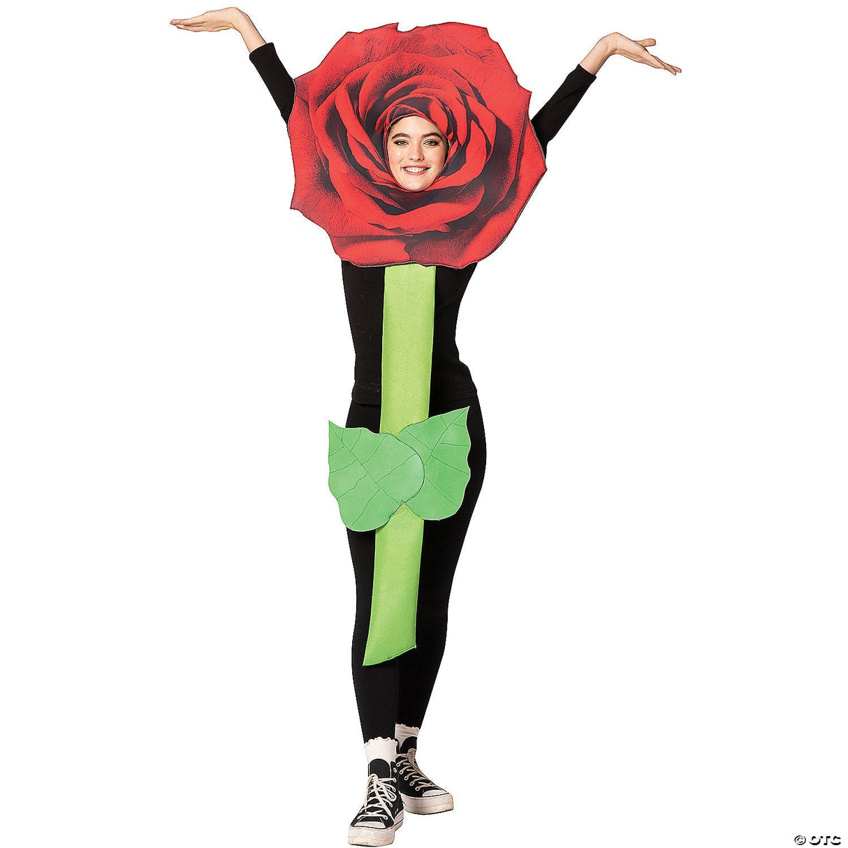 Adults Red Rose Flower Costume – Beautiful Floral Halloween Cosplay Party Outfit