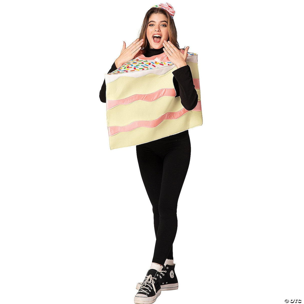Adults Slice of Pink Cake Costume – Funny Dessert Halloween Cosplay Party Outfit